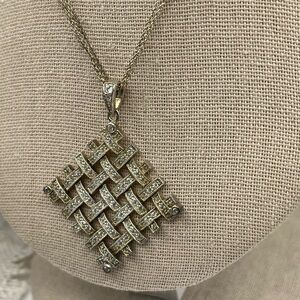 Stunning Diamonique Sterling Silver Double-Strand Necklace with CZ Pendant